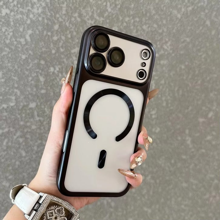 Luxury iPhone Case — MagSafe Matte Plating Translucent Silicone Cover with Shockproof Protection, Lens Film Guard, Anti-Fingerprint Non-Slip Design
