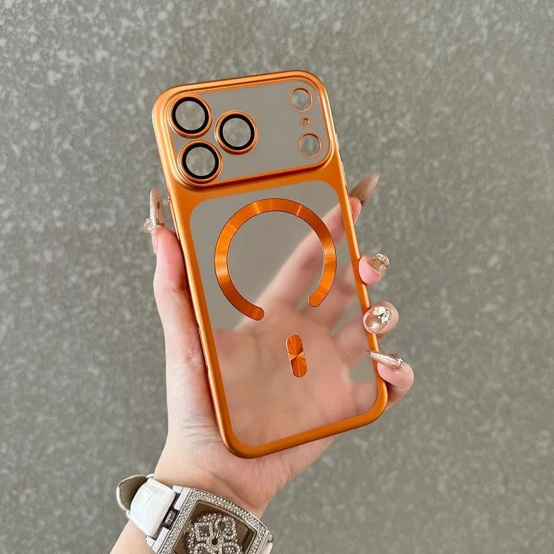 Luxury iPhone Case — MagSafe Matte Plating Translucent Silicone Cover with Shockproof Protection, Lens Film Guard, Anti-Fingerprint Non-Slip Design