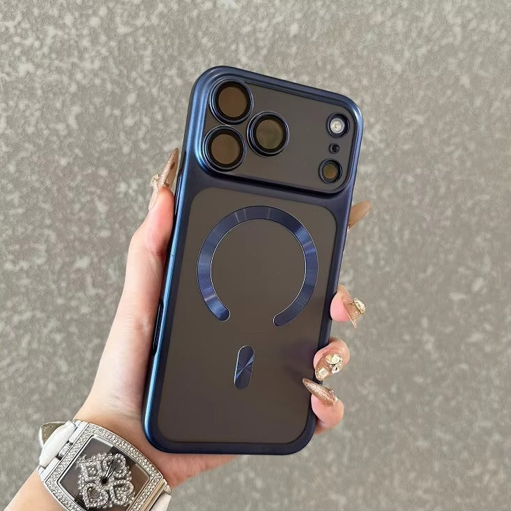 Luxury iPhone Case — MagSafe Matte Plating Translucent Silicone Cover with Shockproof Protection, Lens Film Guard, Anti-Fingerprint Non-Slip Design