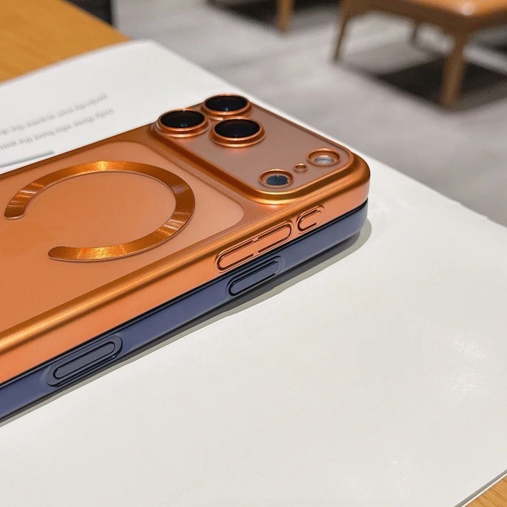 Luxury iPhone Case — MagSafe Matte Plating Translucent Silicone Cover with Shockproof Protection, Lens Film Guard, Anti-Fingerprint Non-Slip Design