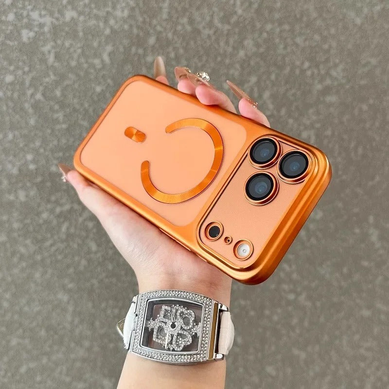 Luxury iPhone Case — MagSafe Matte Plating Translucent Silicone Cover with Shockproof Protection, Lens Film Guard, Anti-Fingerprint Non-Slip Design
