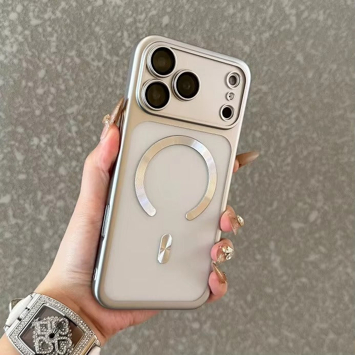 Luxury iPhone Case — MagSafe Matte Plating Translucent Silicone Cover with Shockproof Protection, Lens Film Guard, Anti-Fingerprint Non-Slip Design