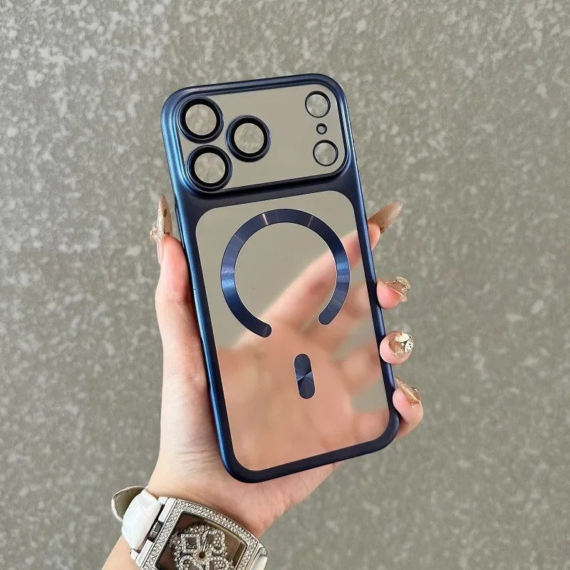 Luxury iPhone Case — MagSafe Matte Plating Translucent Silicone Cover with Shockproof Protection, Lens Film Guard, Anti-Fingerprint Non-Slip Design
