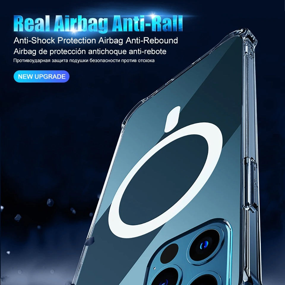 Luxury iPhone Case — MagSafe Transparent Shockproof PC Cover with Anti-Fingerprint Anti-Scratch Dustproof Slim-Fit Design