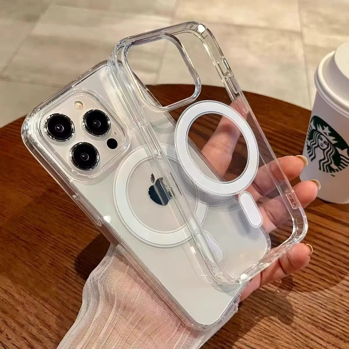 Luxury iPhone Case — MagSafe Transparent Shockproof PC Cover with Anti-Fingerprint Anti-Scratch Dustproof Slim-Fit Design