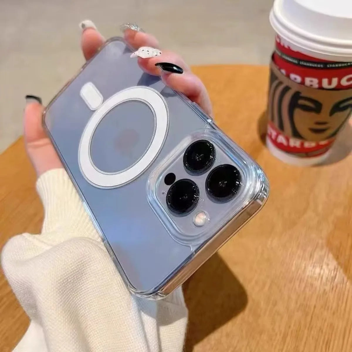 Luxury iPhone Case — MagSafe Transparent Shockproof PC Cover with Anti-Fingerprint Anti-Scratch Dustproof Slim-Fit Design