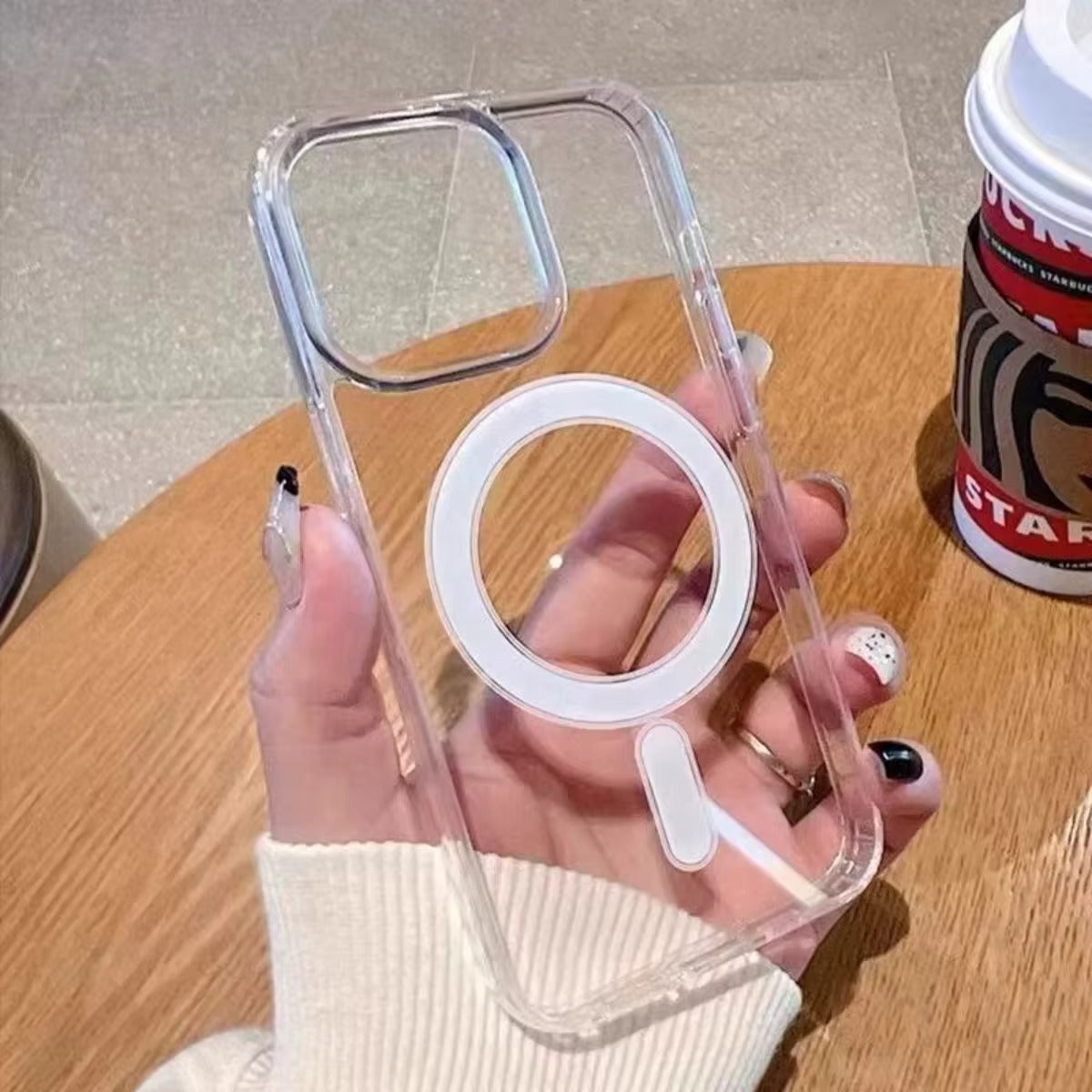 Luxury iPhone Case — MagSafe Transparent Shockproof PC Cover with Anti-Fingerprint Anti-Scratch Dustproof Slim-Fit Design