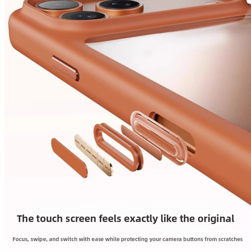 Luxury iPhone Case — MagSafe Transparent Soft Cover with Metal Buttons, Skin-Feel Matte Design, Shockproof Anti-Fingerprint Non-Slip Protection