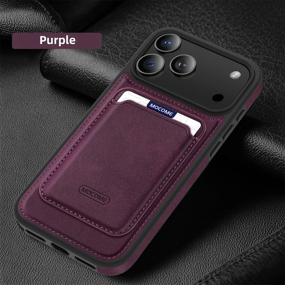 Luxury iPhone Case — Magnetic 2-in-1 Leather Card-Holder Cover with Shockproof Dual-Layer Protection, Anti-Fingerprint Non-Slip Design & Wireless-Charging Support