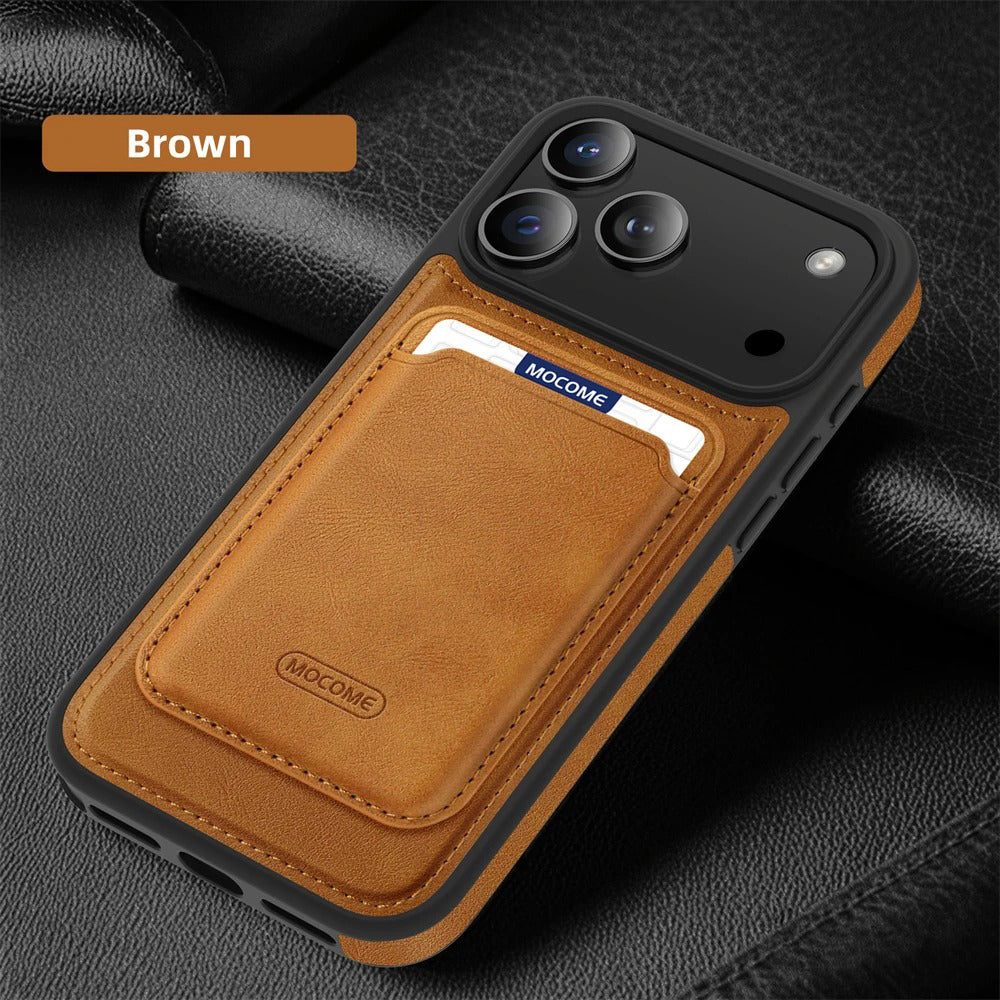 Luxury iPhone Case — Magnetic 2-in-1 Leather Card-Holder Cover with Shockproof Dual-Layer Protection, Anti-Fingerprint Non-Slip Design & Wireless-Charging Support