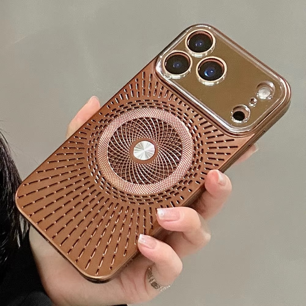 Luxury iPhone Case — Magnetic Breathable Hard Cover with Glass Lens Protection, Shockproof Matte Anti-Fingerprint Anti-Scratch Non-Slip Design