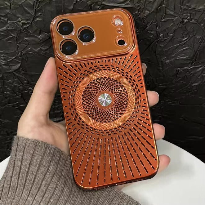 Luxury iPhone Case — Magnetic Breathable Hard Cover with Glass Lens Protection, Shockproof Matte Anti-Fingerprint Anti-Scratch Non-Slip Design