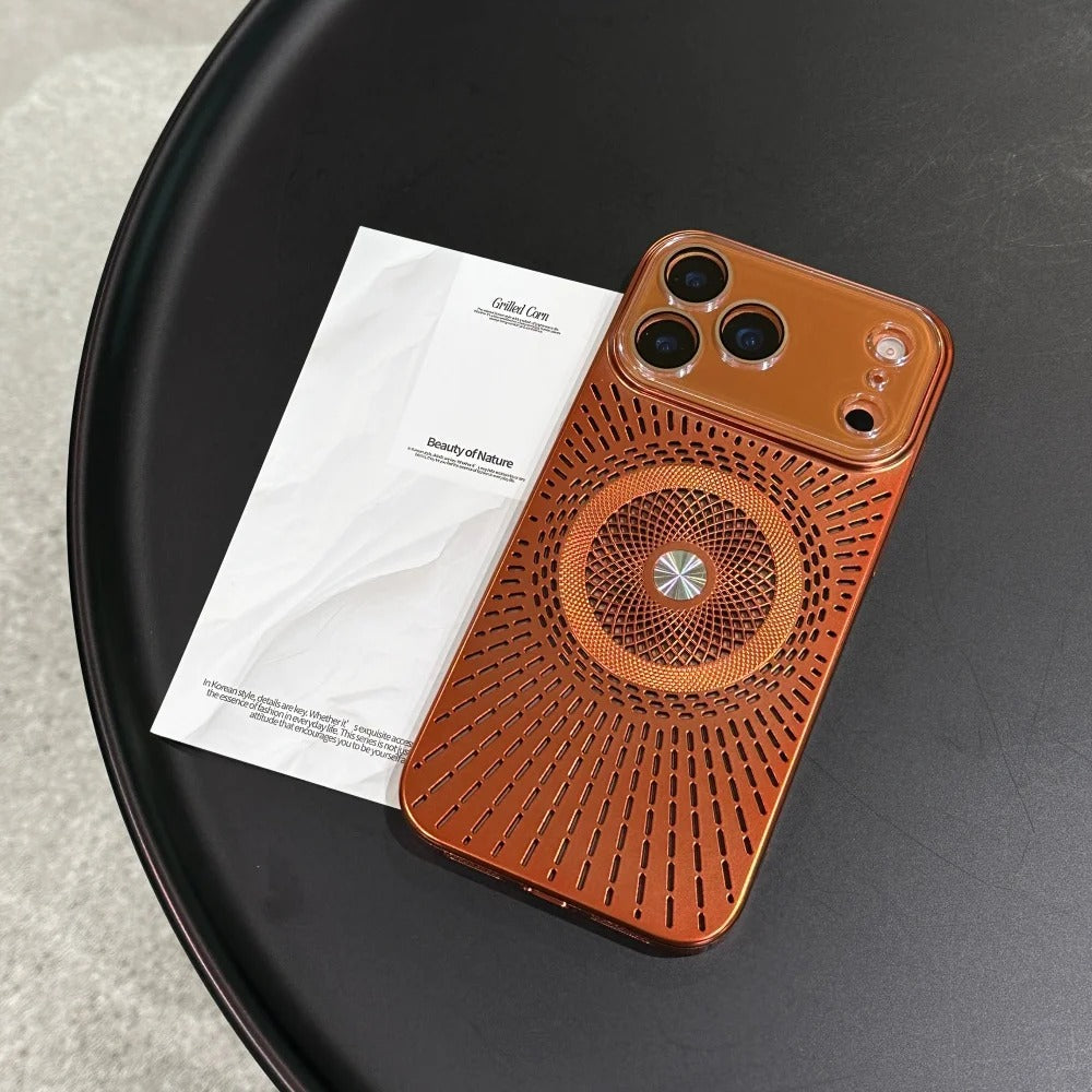 Luxury iPhone Case — Magnetic Breathable Hard Cover with Glass Lens Protection, Shockproof Matte Anti-Fingerprint Anti-Scratch Non-Slip Design