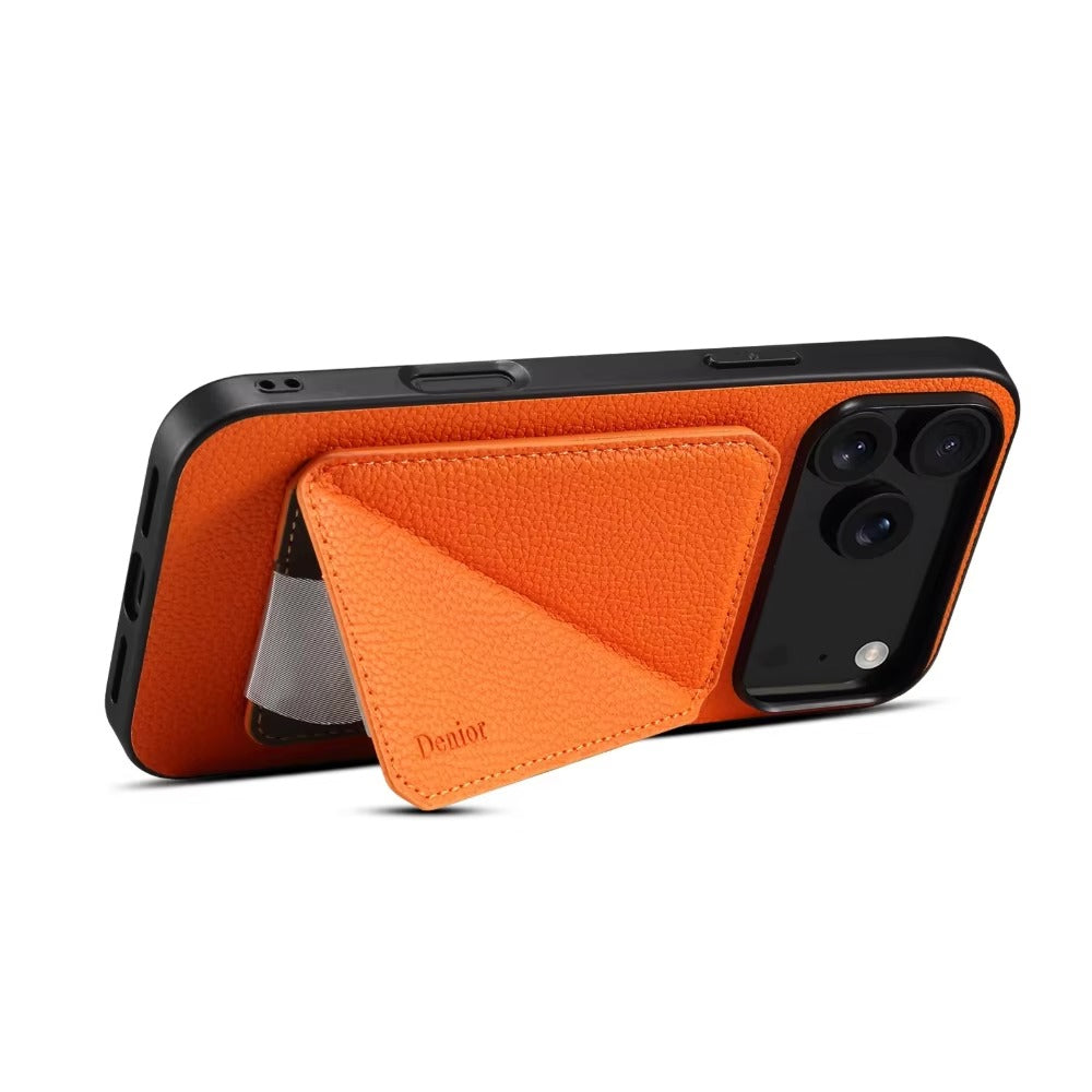 Luxury iPhone Case — Magnetic Detachable Card Slot Wallet with Stand, Full-Coverage PU Leather + PC TPU Shockproof Anti-Fingerprint Plain Design