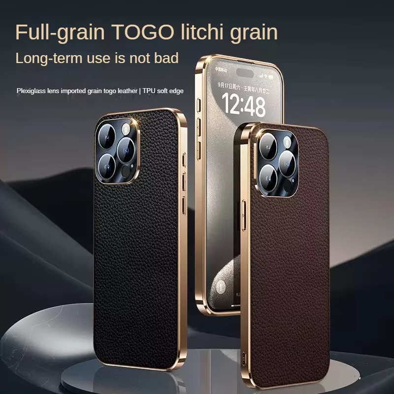 Luxury iPhone Case — Magnetic Genuine Leather Slim Cover with Precise Lens Protection, Anti-Drop Shockproof Design & Lightweight Premium Finish