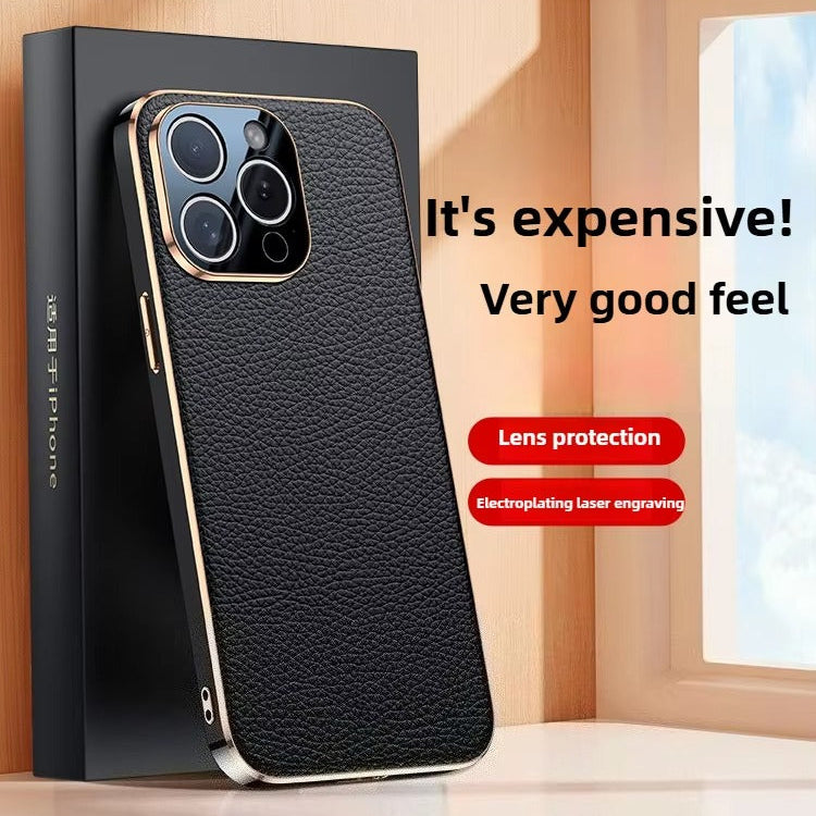 Luxury iPhone Case — Magnetic Genuine Leather Slim Cover with Precise Lens Protection, Anti-Drop Shockproof Design & Lightweight Premium Finish