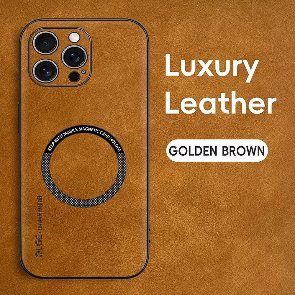 Luxury iPhone Case — Magnetic Leather Full-Coverage Cover with Wireless-Charging Support, Matte Anti-Scratch Dustproof Design