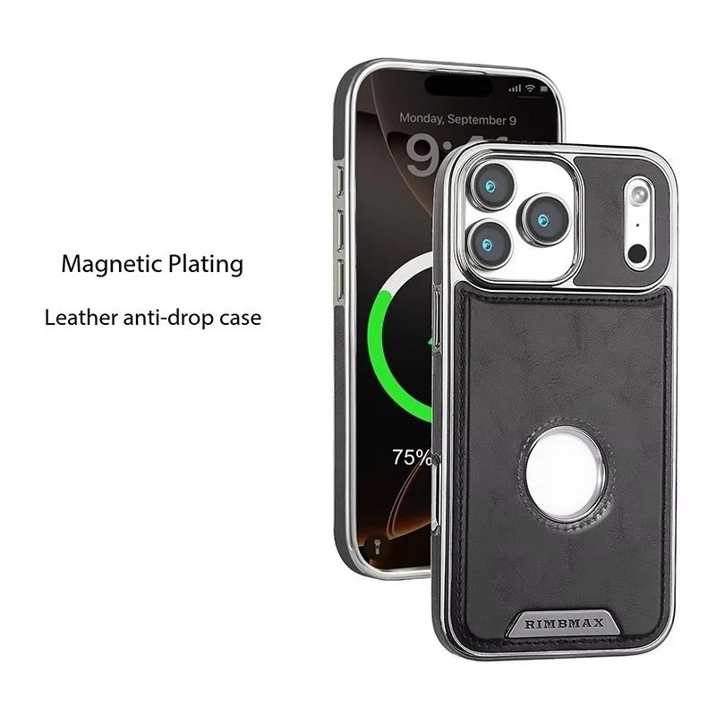 Luxury iPhone Case — Magnetic Leather Hybrid Cover with Wireless-Charging Safe Design, Anti-Fingerprint Anti-Scratch Dustproof Protection and Anti-Drop Build