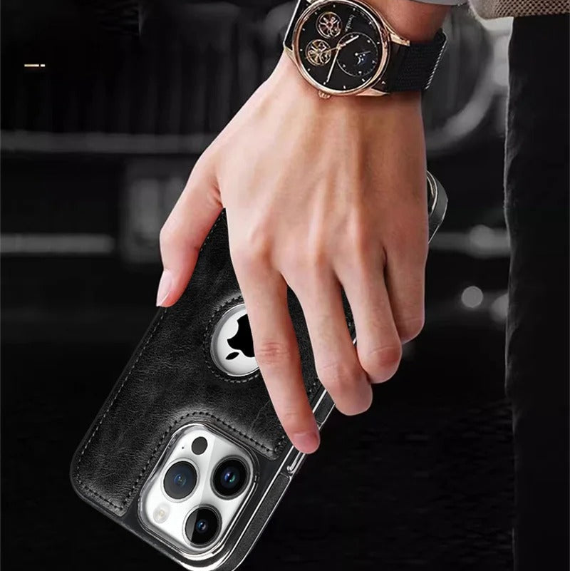 Luxury iPhone Case — Magnetic Leather Hybrid Cover with Wireless-Charging Safe Design, Anti-Fingerprint Anti-Scratch Dustproof Protection and Anti-Drop Build