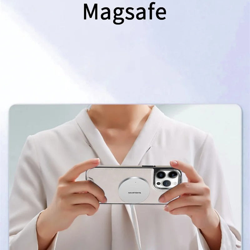 Luxury iPhone Case — Magnetic Leather Hybrid Cover with Wireless-Charging Safe Design, Anti-Fingerprint Anti-Scratch Dustproof Protection and Anti-Drop Build