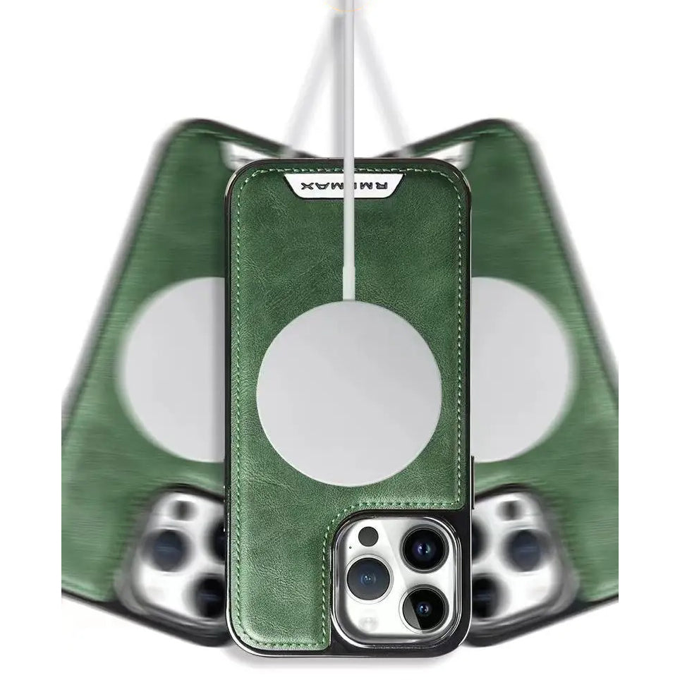 Luxury iPhone Case — Magnetic Leather Hybrid Cover with Wireless-Charging Safe Design, Anti-Fingerprint Anti-Scratch Dustproof Protection and Anti-Drop Build