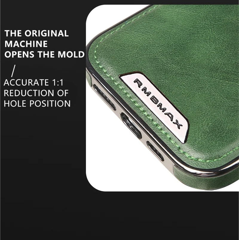 Luxury iPhone Case — Magnetic Leather Hybrid Cover with Wireless-Charging Safe Design, Anti-Fingerprint Anti-Scratch Dustproof Protection and Anti-Drop Build