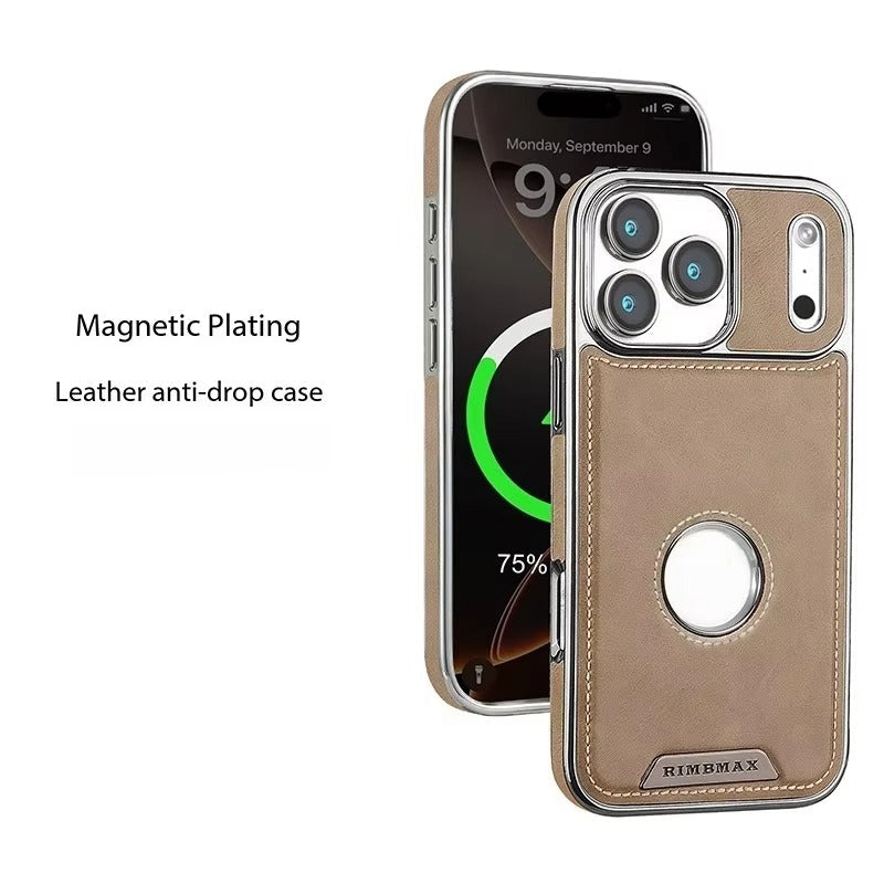 Luxury iPhone Case — Magnetic Leather Hybrid Cover with Wireless-Charging Safe Design, Anti-Fingerprint Anti-Scratch Dustproof Protection and Anti-Drop Build
