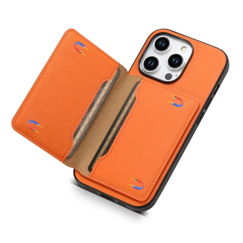 Luxury iPhone Case — Magnetic Leather Wallet Cover with Card Slot Holder, Anti-Fingerprint Scratch-Resistant Design and Non-Slip Protective Finish