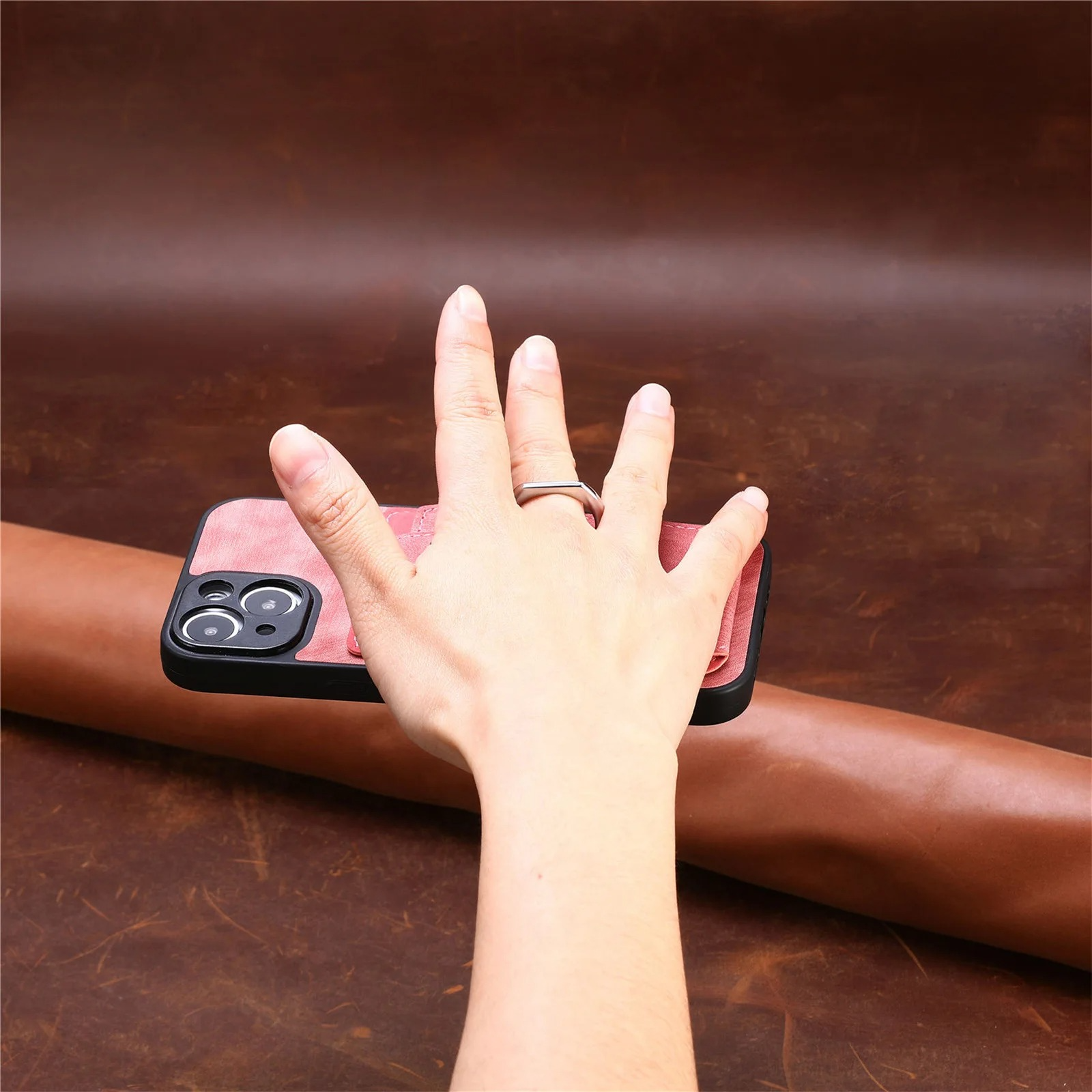 Luxury iPhone Case — Magnetic Leather Wallet Cover with Ring Holder, Card Slot, Kickstand Function and Anti-Scratch Non-Slip TPU + PU Design