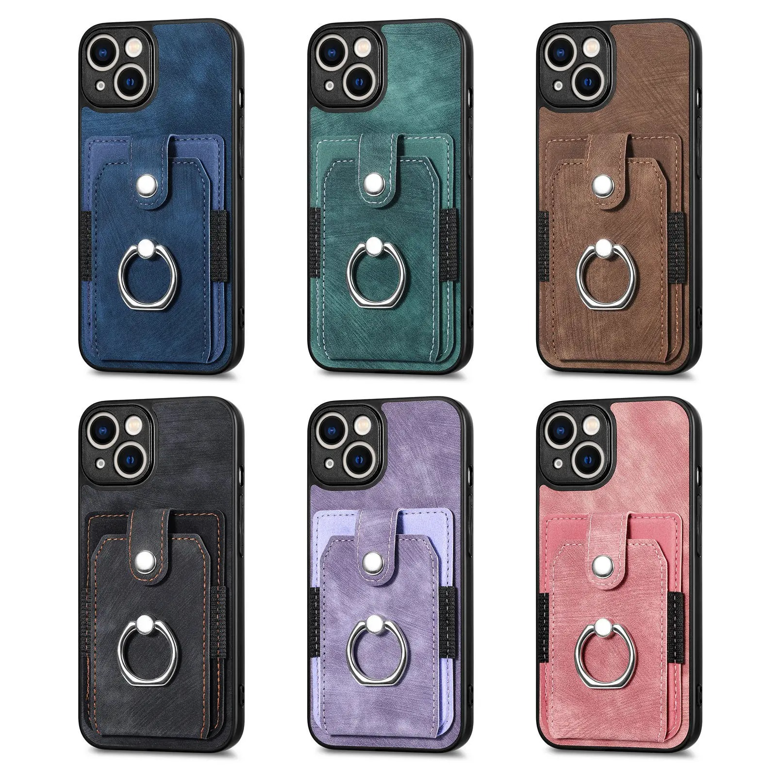 Luxury iPhone Case — Magnetic Leather Wallet Cover with Ring Holder, Card Slot, Kickstand Function and Anti-Scratch Non-Slip TPU + PU Design