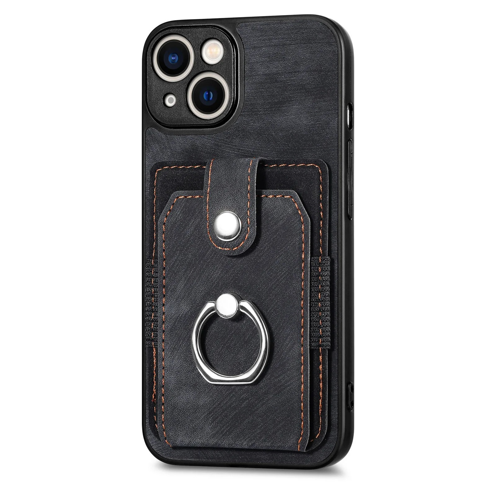 Luxury iPhone Case — Magnetic Leather Wallet Cover with Ring Holder, Card Slot, Kickstand Function and Anti-Scratch Non-Slip TPU + PU Design
