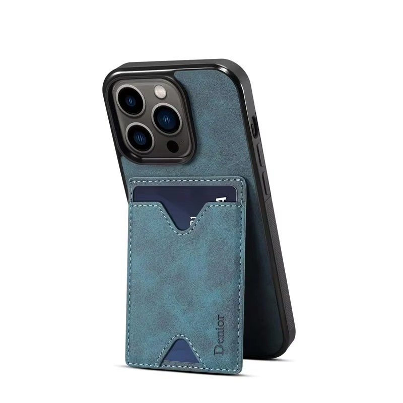 Luxury iPhone Case — Magnetic PU Leather Back Cover with Card Slot, Invisible Stand Holder, Anti-Fingerprint Scratch-Resistant Design