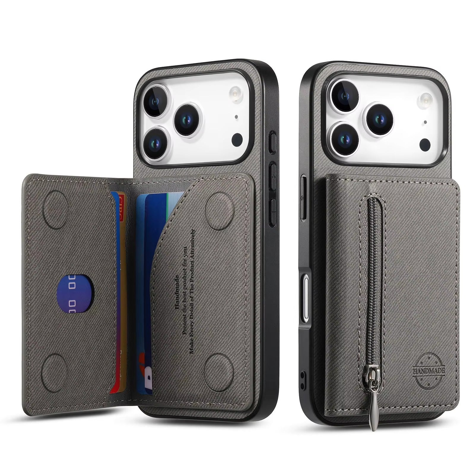 Luxury iPhone Case — Magnetic RFID-Blocking PU Leather Wallet Cover with Zipper Card Holder, Shockproof Anti-Fingerprint Dustproof Design