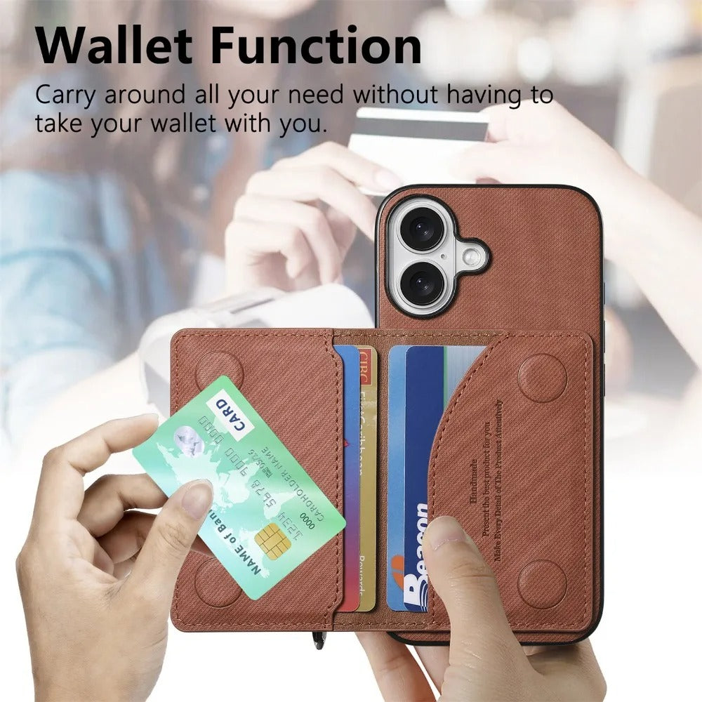 Luxury iPhone Case — Magnetic RFID-Blocking PU Leather Wallet Cover with Zipper Card Holder, Shockproof Anti-Fingerprint Dustproof Design