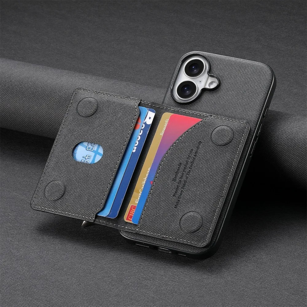 Luxury iPhone Case — Magnetic RFID-Blocking PU Leather Wallet Cover with Zipper Card Holder, Shockproof Anti-Fingerprint Dustproof Design