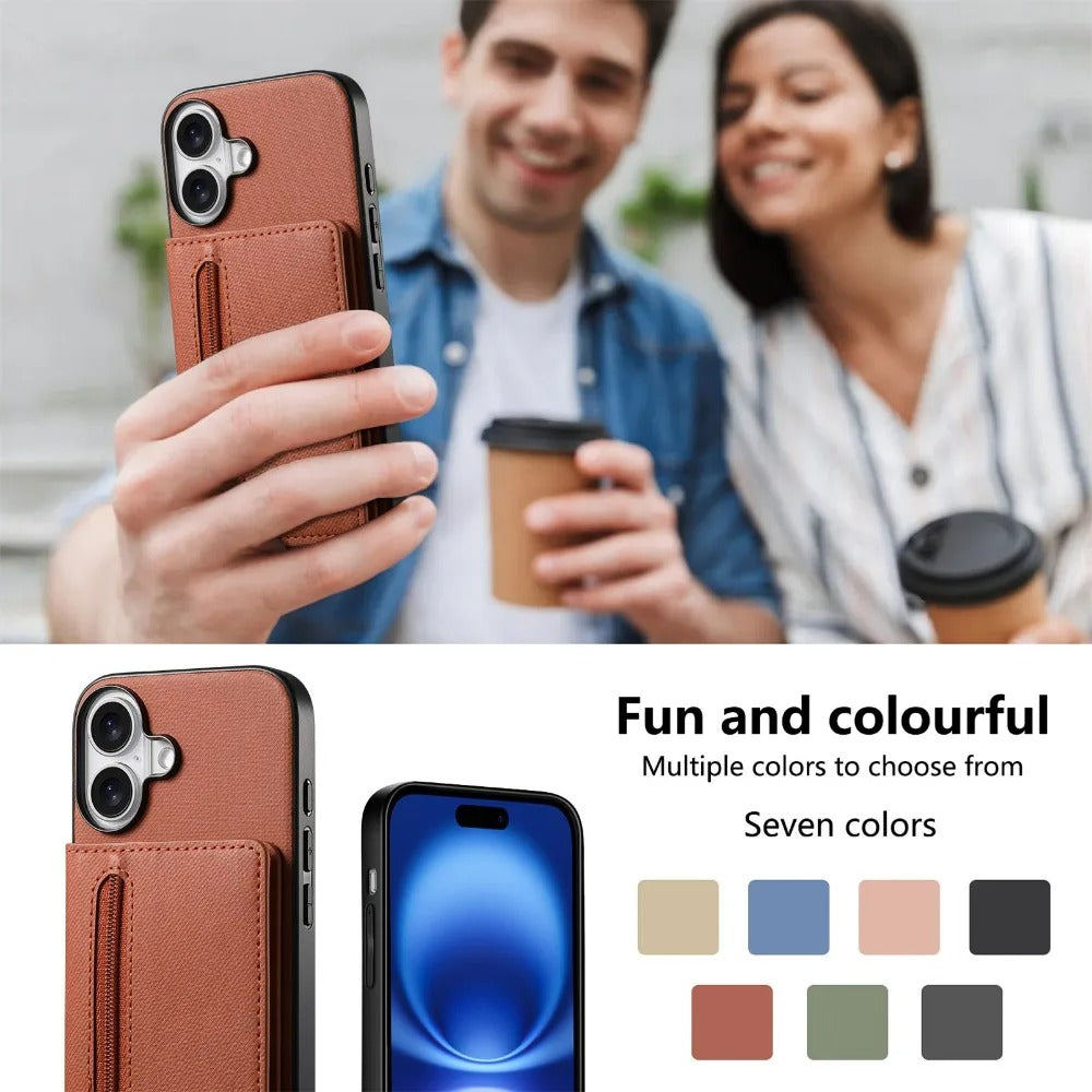 Luxury iPhone Case — Magnetic RFID-Blocking PU Leather Wallet Cover with Zipper Card Holder, Shockproof Anti-Fingerprint Dustproof Design