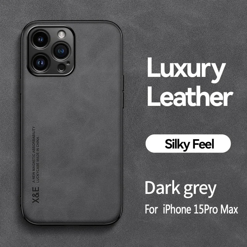 Luxury iPhone Case — Magnetic Sheepskin Leather Soft Bumper Cover with Shockproof Matte Anti-Fingerprint Design & Non-Slip Dustproof Protection