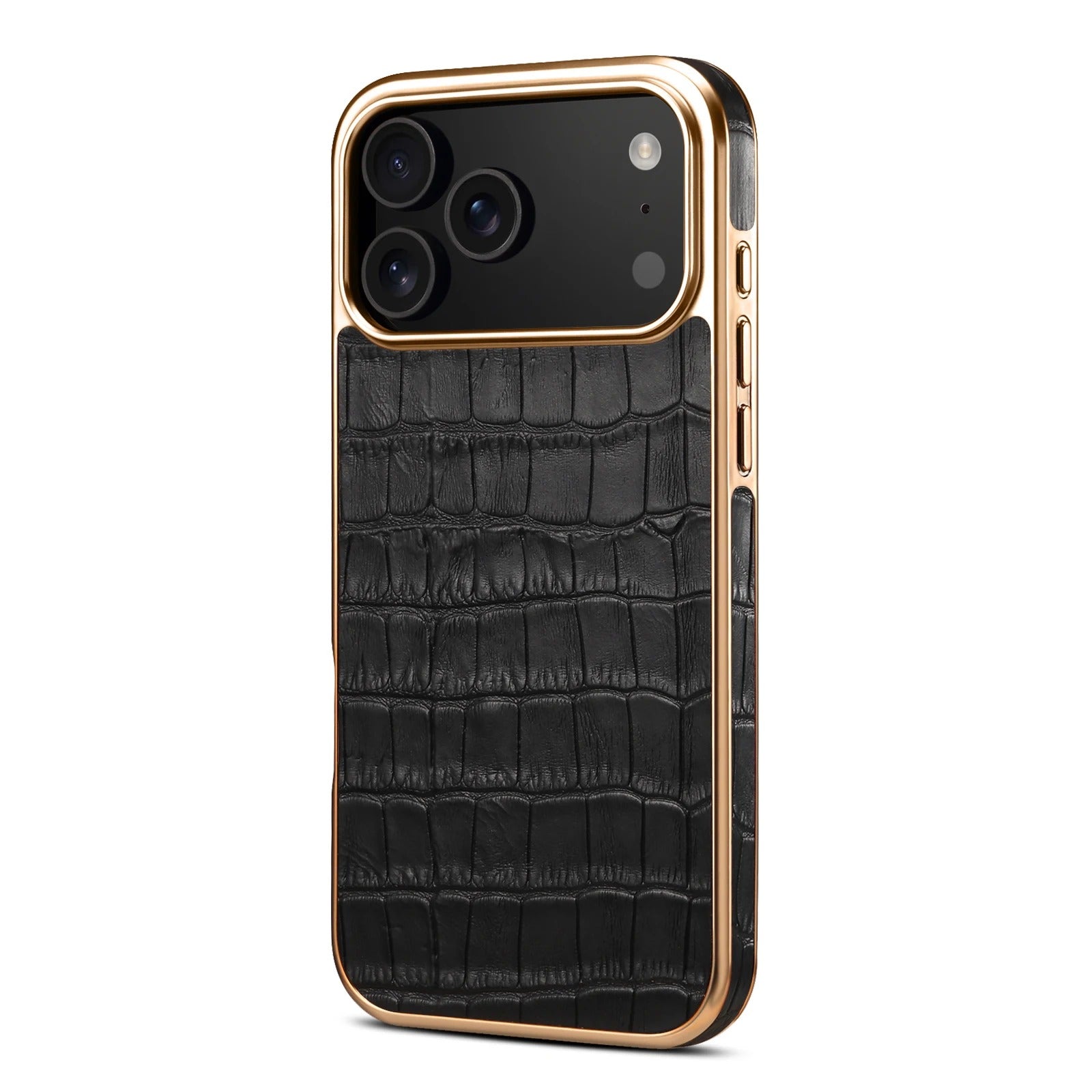 Luxury iPhone Case — Magnetic, Anti-Fingerprint, Anti-Scratch Half-Wrapped Leather Cover with Crocodile-Texture Design and Protective Back Shell