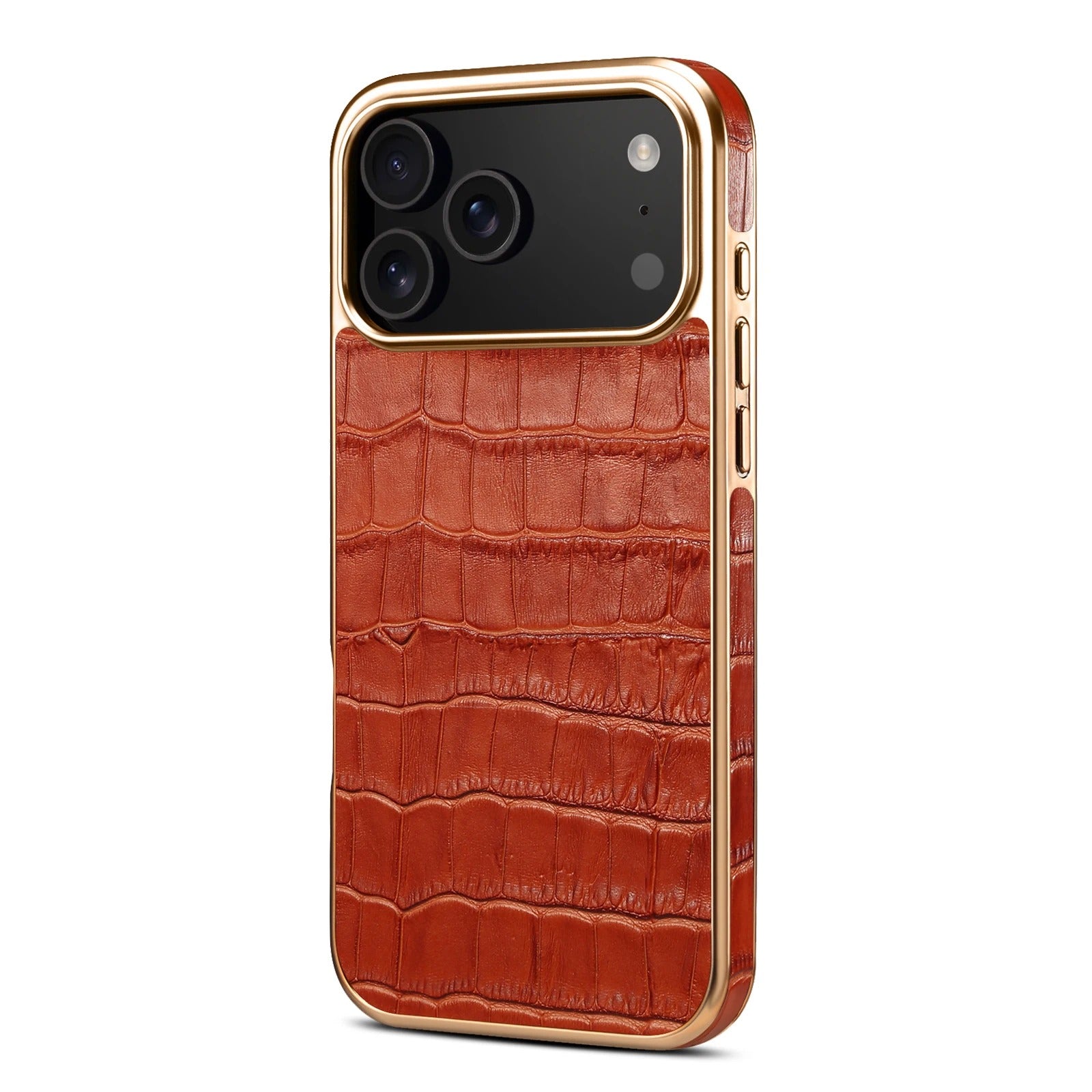 Luxury iPhone Case — Magnetic, Anti-Fingerprint, Anti-Scratch Half-Wrapped Leather Cover with Crocodile-Texture Design and Protective Back Shell