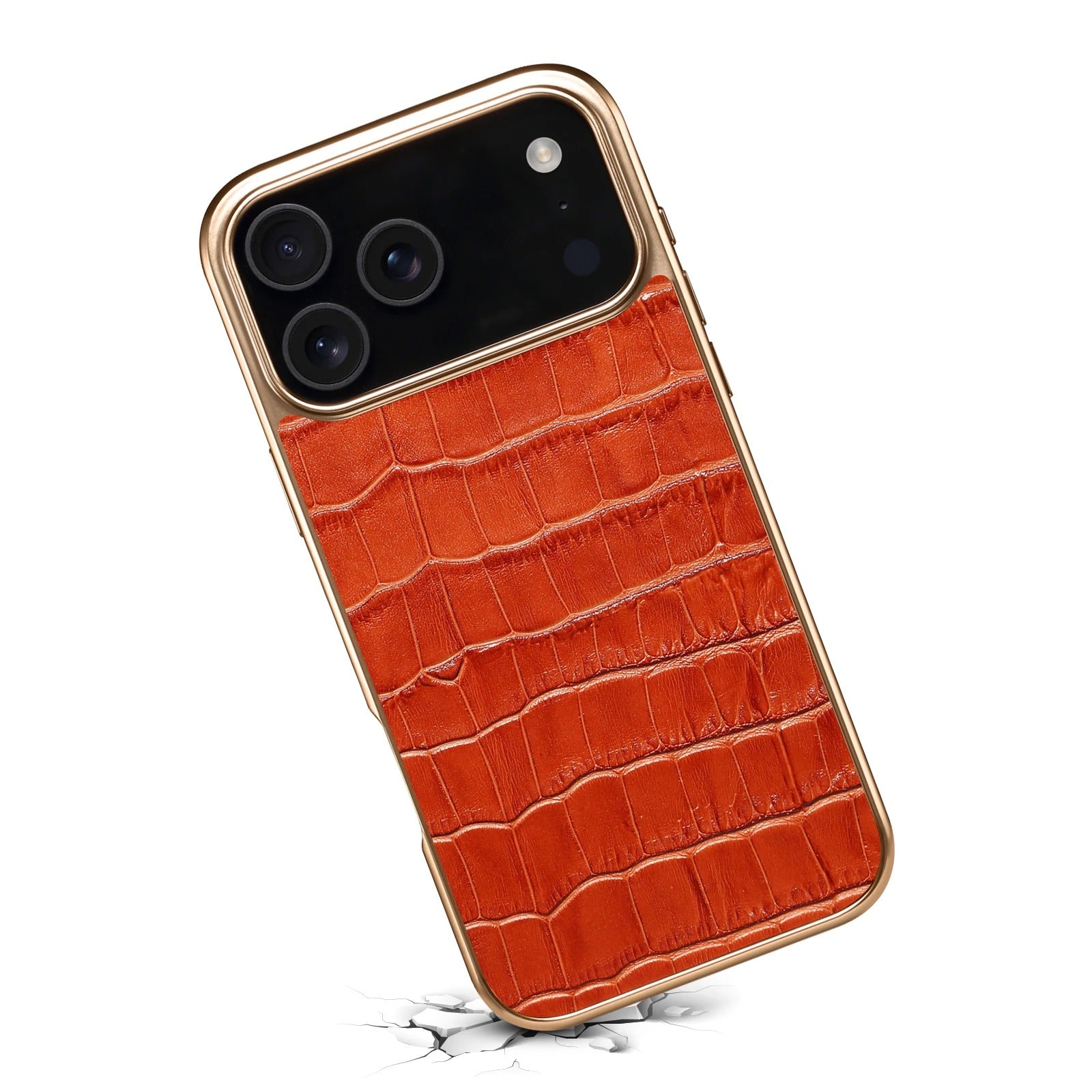 Luxury iPhone Case — Magnetic, Anti-Fingerprint, Anti-Scratch Half-Wrapped Leather Cover with Crocodile-Texture Design and Protective Back Shell