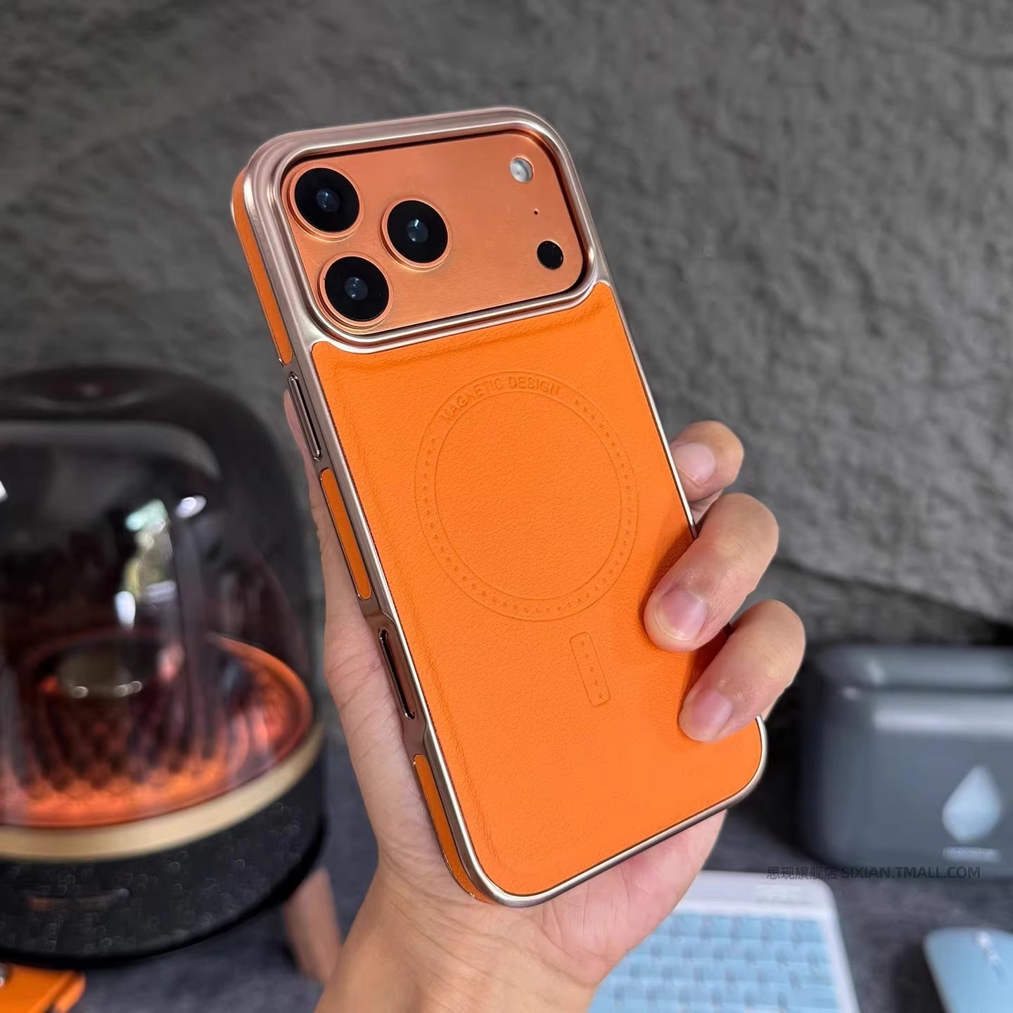 Luxury iPhone Case — Magnetic, Shockproof Leather Cover with Plating Frame, Original Business Design and MagSafe Wireless Charging Support