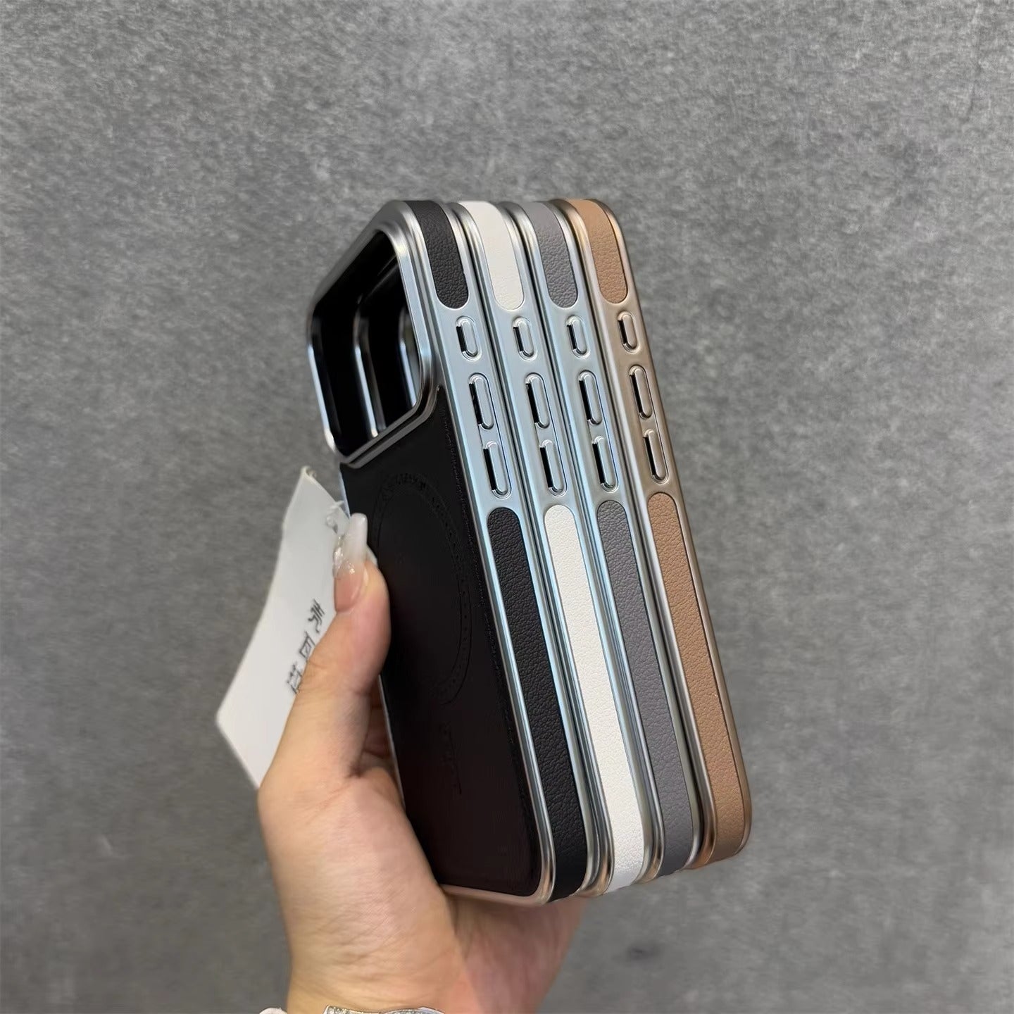 Luxury iPhone Case — Magnetic, Shockproof Leather Cover with Plating Frame, Original Business Design and MagSafe Wireless Charging Support