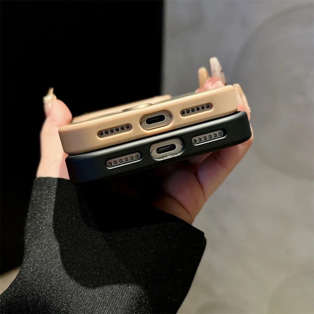 Luxury iPhone Case — Magnetic, Shockproof Matte Carbon Fiber Armor Cover with Built-In Bracket Stand and MagSafe Holder Support