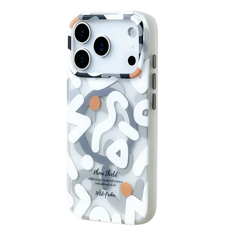 Luxury iPhone Case — Magnetic, Shockproof Matte Silicone Back Cover with Graffiti Art Design, MagSafe Wireless Charging Support and Camera Protection