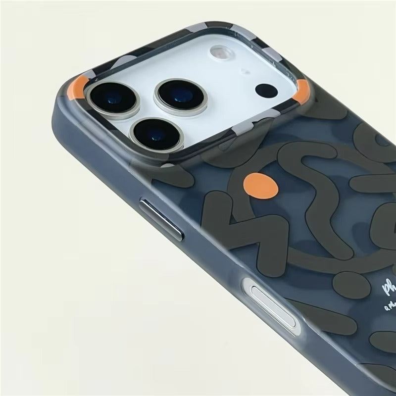 Luxury iPhone Case — Magnetic, Shockproof Matte Silicone Back Cover with Graffiti Art Design, MagSafe Wireless Charging Support and Camera Protection