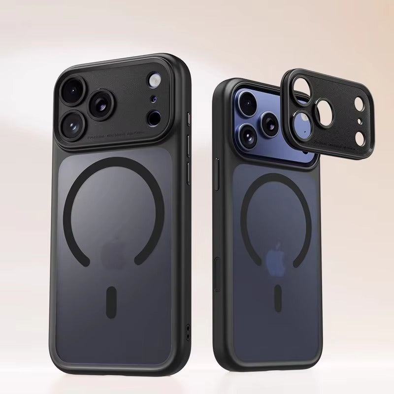 Luxury iPhone Case — Magnetic, Shockproof, Anti-Fingerprint, Anti-Scratch, Dustproof Matte Anti-Glare Transparent Half-Wrapped Cover with Disassembly Lens Protection