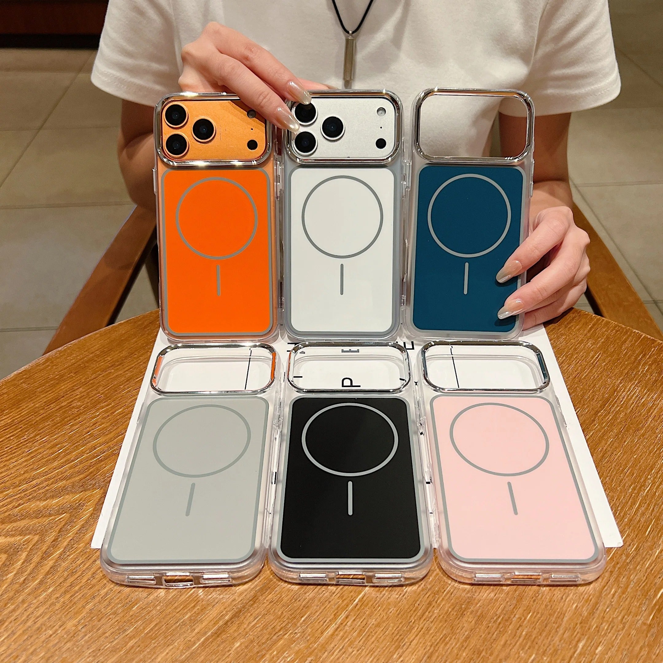 Luxury iPhone Case — Magnetic, Shockproof, Anti-Fingerprint, Anti-Slip Dustproof Back Cover with Color-Blocking Design, Airbag Protection and MagSafe Wireless Charging Support