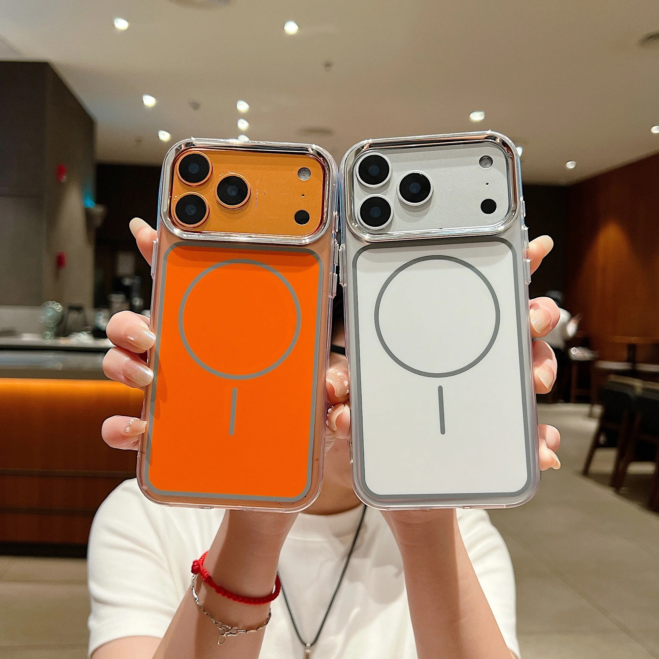 Luxury iPhone Case — Magnetic, Shockproof, Anti-Fingerprint, Anti-Slip Dustproof Back Cover with Color-Blocking Design, Airbag Protection and MagSafe Wireless Charging Support