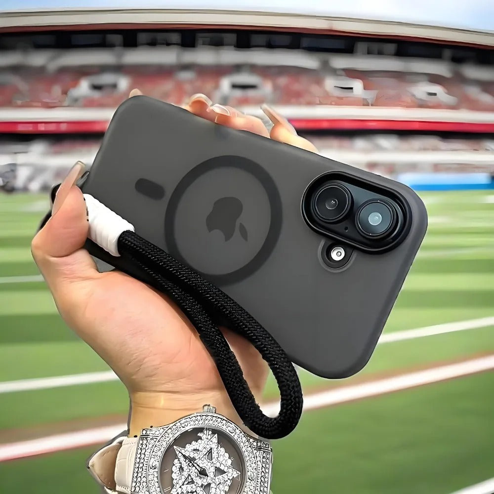 Luxury iPhone Case — Magsafe Candy Color Contrast Design, Matte Soft Cover with Hand Wrist Strap, Magnetic, Anti-Fingerprint, Anti-Scratch, Dustproof