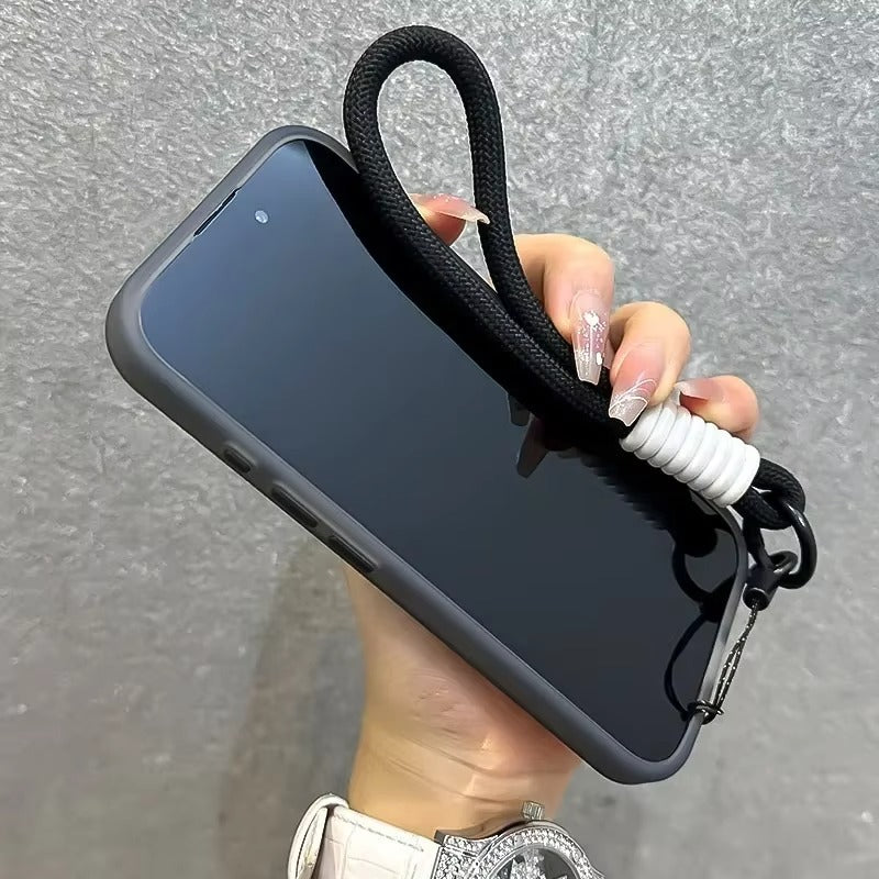 Luxury iPhone Case — Magsafe Candy Color Contrast Design, Matte Soft Cover with Hand Wrist Strap, Magnetic, Anti-Fingerprint, Anti-Scratch, Dustproof